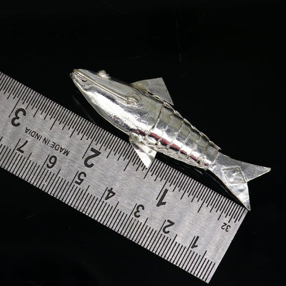 Solid silver handmade silver fish, Lord vishnu avatar Matsya, Silver Puja Fish For Prosperity And Good Luck, best collectible art su368 - TRIBAL ORNAMENTS