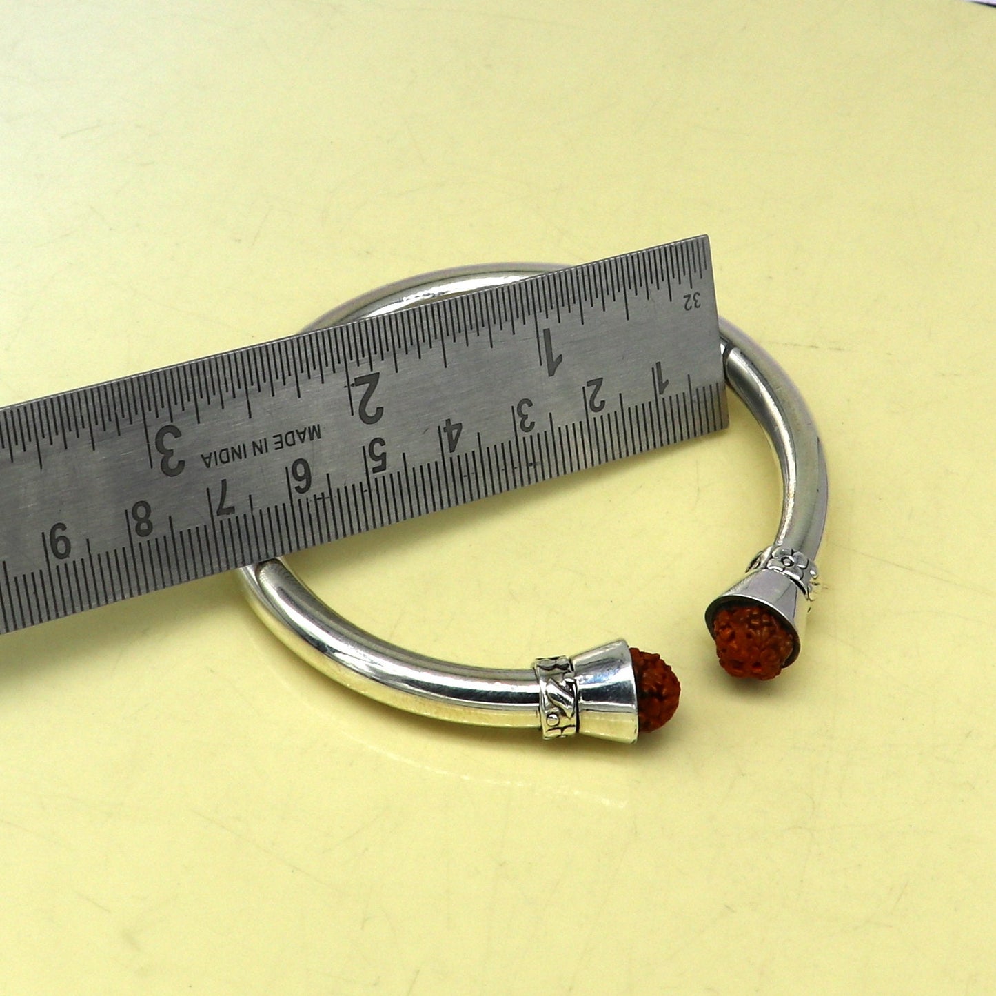 925 sterling silver flexible cuff bracelet, Plain shiny bright designer fancy bracelet with gorgeous rudraksha beads, best gifting nsk335 - TRIBAL ORNAMENTS