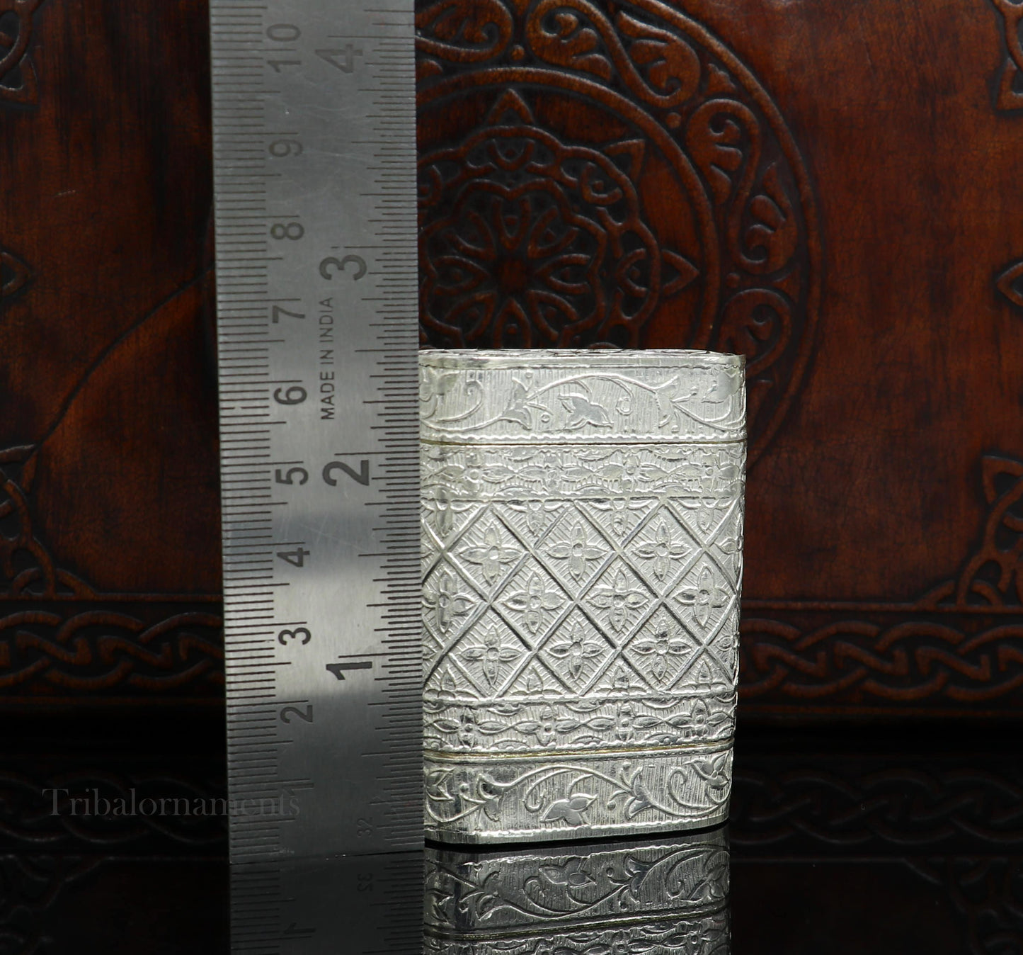 925 sterling silver floral design 2 in1 Royal trinket box, tobacco box, tobacco chuna box, best gifting silver royal article stb312 - TRIBAL ORNAMENTS