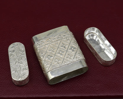 925 sterling silver floral 2-in-1 royal trinket and tobacco box by Tribal Ornaments, detailed floral design, elegant and functional.