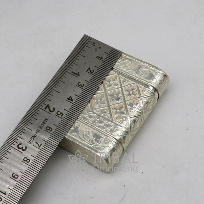 925 sterling silver floral 2-in-1 royal trinket and tobacco box by Tribal Ornaments, with intricate floral design and polished finish.