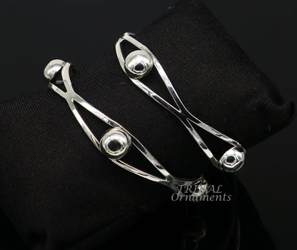 Sterling silver ball design bangle bracelet from TRIBAL ORNAMENTS, featuring a handcrafted floral style, perfect for wedding jewelry.