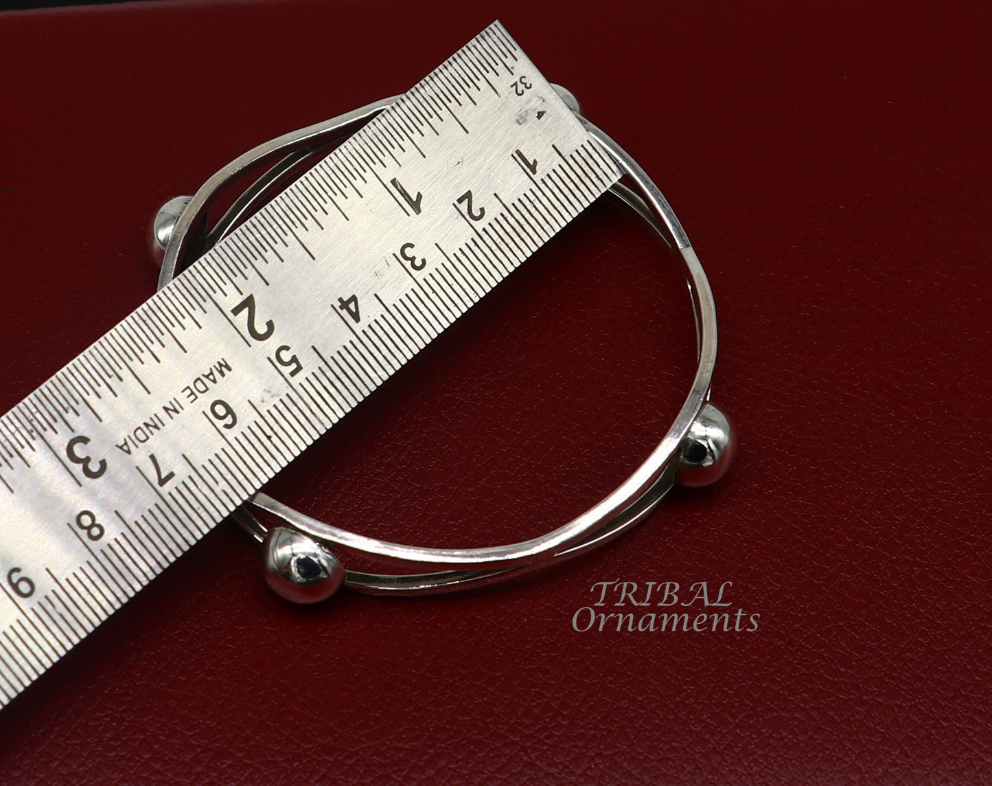 925 sterling silver ball design bangle bracelet from TRIBAL ORNAMENTS, featuring a handmade floral style perfect for wedding jewelry.