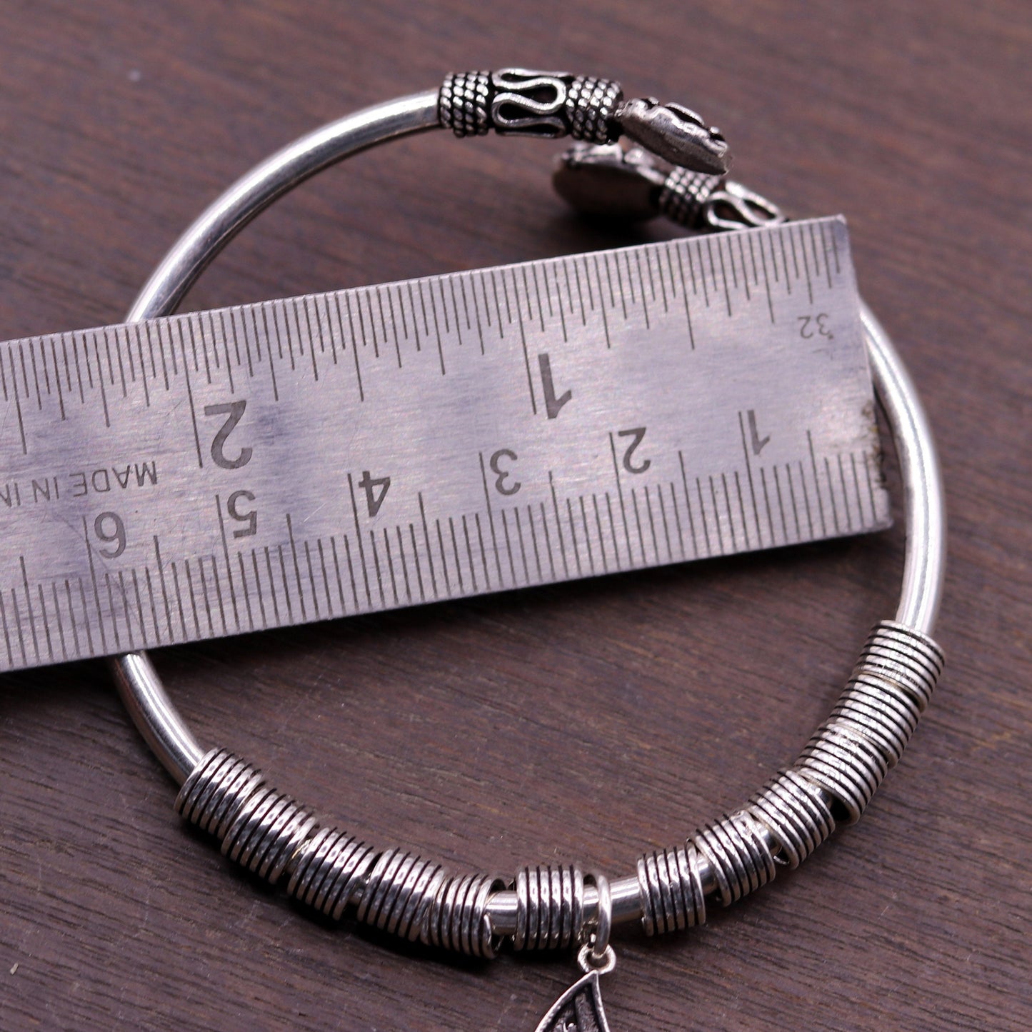 Vintage antique design 925 sterling silver handmade fabulous flower shape open face flexible charm bracelet kada bangle girl's gift nsk153 - TRIBAL ORNAMENTS