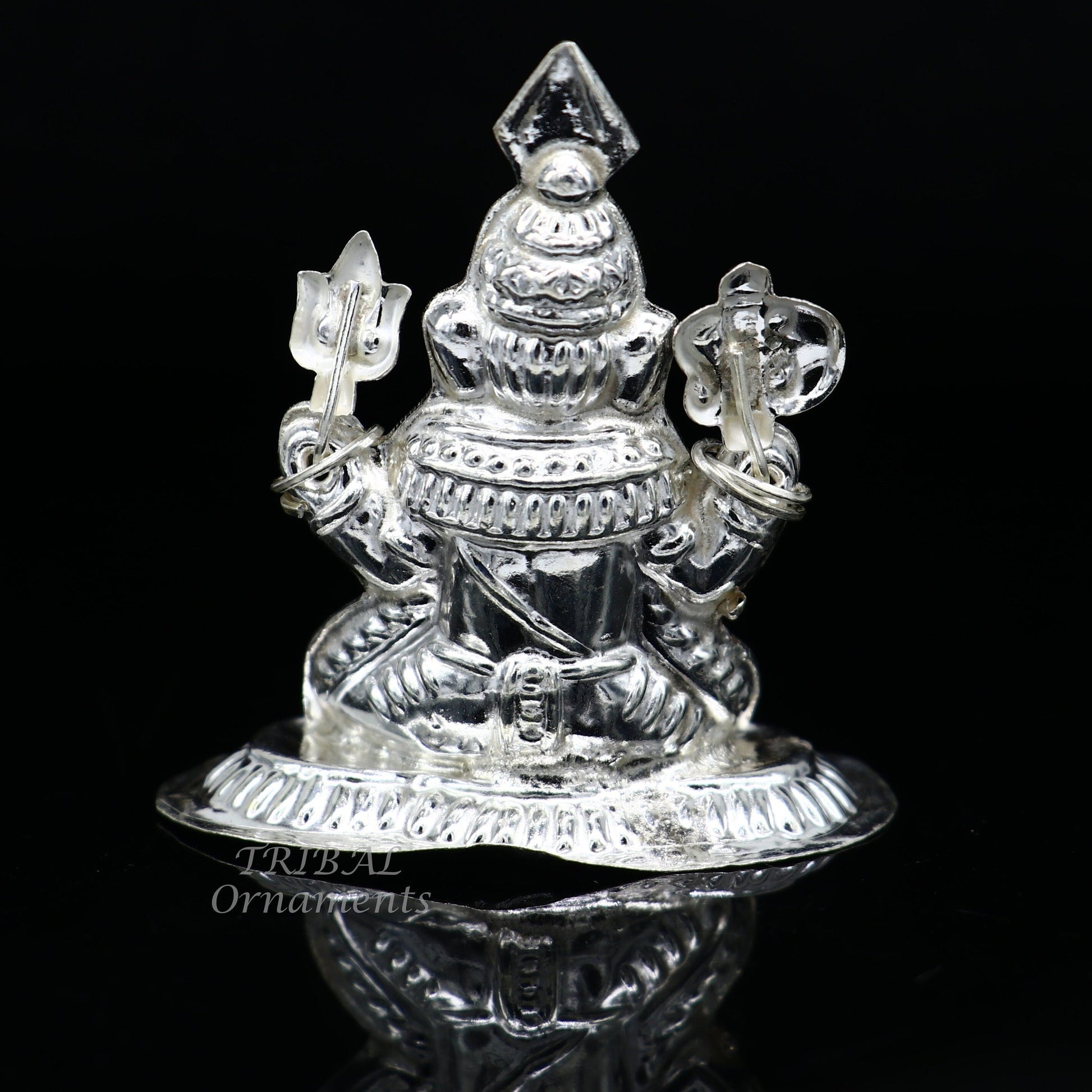 Sterling silver Lord Ganesh Idol, Pooja Articles, Hindu Silver Ganesha Idols handcrafted Lord Ganesh statue sculpture amazing gifting art552 - TRIBAL ORNAMENTS