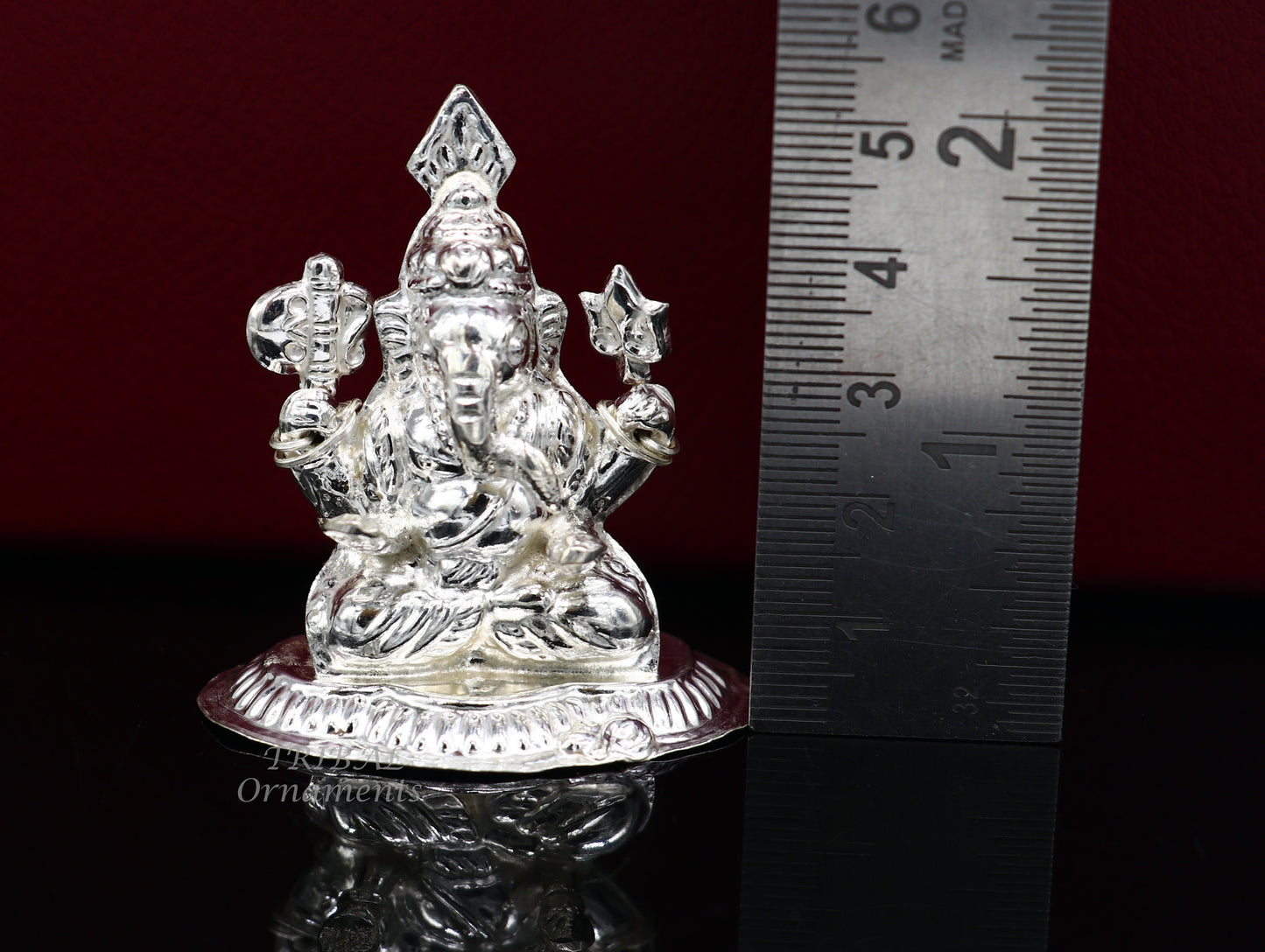 Sterling silver Lord Ganesh Idol, Pooja Articles, Hindu Silver Ganesha Idols handcrafted Lord Ganesh statue sculpture amazing gifting art552 - TRIBAL ORNAMENTS