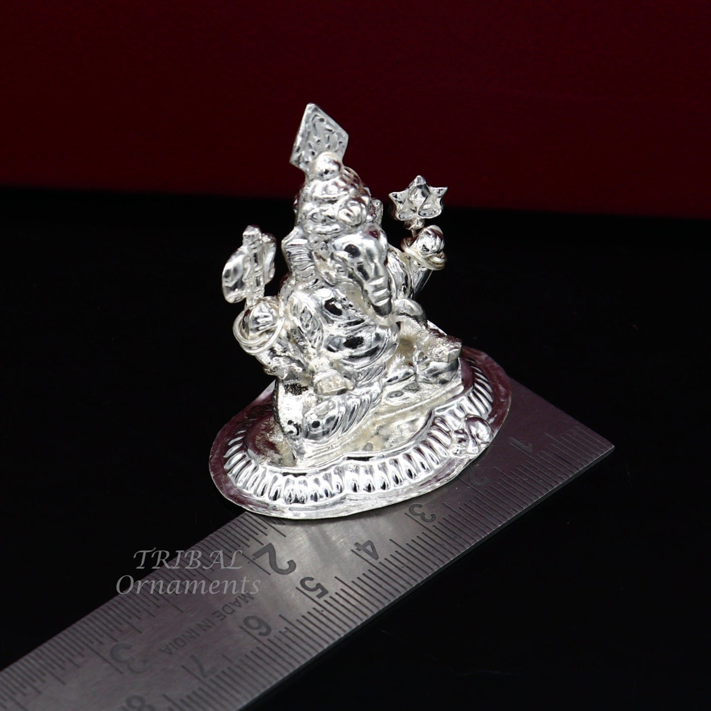 Sterling silver Lord Ganesh Idol, Pooja Articles, Hindu Silver Ganesha Idols handcrafted Lord Ganesh statue sculpture amazing gifting art552 - TRIBAL ORNAMENTS