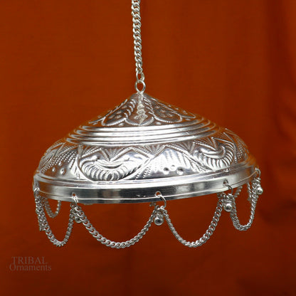 Solid Silver god chattar or chhatra, silver umbrella god temple art, hand craved sterling silver temple article, temple utensils su633 - TRIBAL ORNAMENTS