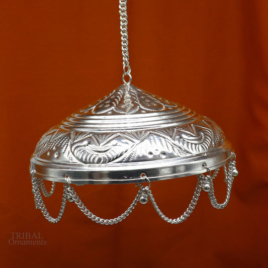 Solid Silver god chattar or chhatra, silver umbrella god temple art, hand craved sterling silver temple article, temple utensils su633 - TRIBAL ORNAMENTS