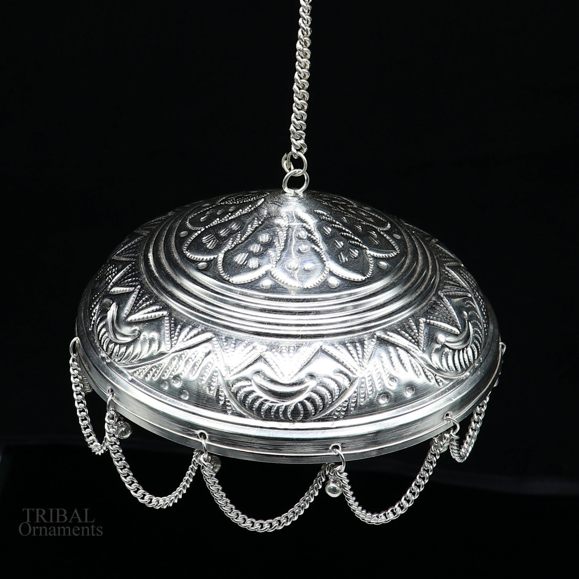 Solid Silver god chattar or chhatra, silver umbrella god temple art, hand craved sterling silver temple article, temple utensils su633 - TRIBAL ORNAMENTS