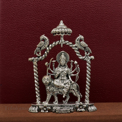 925 Sterling silver Goddess Amba/Bhawani, Durga, Santoshi maa, Pooja Articles, handcrafted statue sculpture amazing puja article art176 - TRIBAL ORNAMENTS