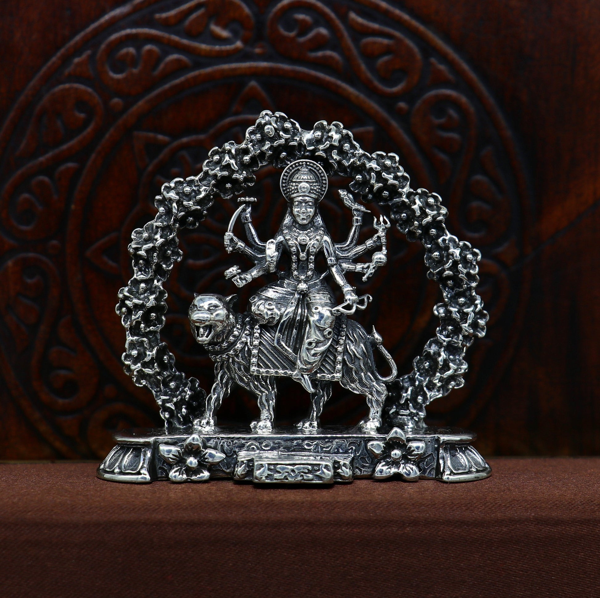 925 Sterling silver Goddess bhawani maa, Pooja Articles, Indian Silver Idols, handcrafted Mataji statue sculpture amazing gifting Art02 - TRIBAL ORNAMENTS