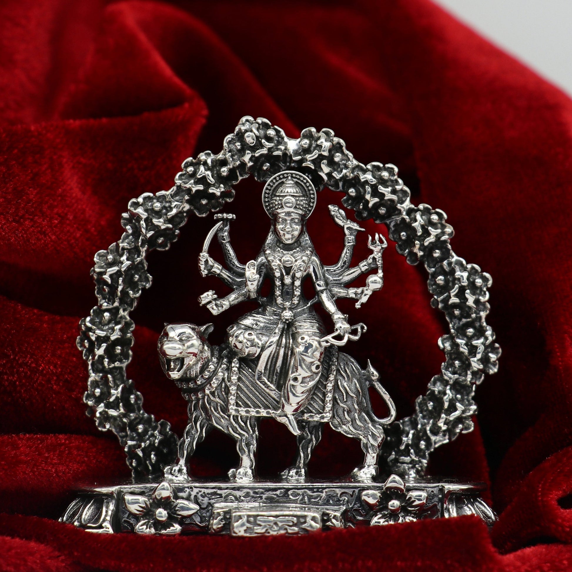 925 Sterling silver Goddess bhawani maa, Pooja Articles, Indian Silver Idols, handcrafted Mataji statue sculpture amazing gifting Art02 - TRIBAL ORNAMENTS