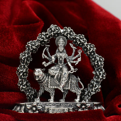 925 Sterling silver Goddess Bhawani Maa statue, handcrafted Indian silver idol for pooja and spiritual gifting by TRIBAL ORNAMENTS