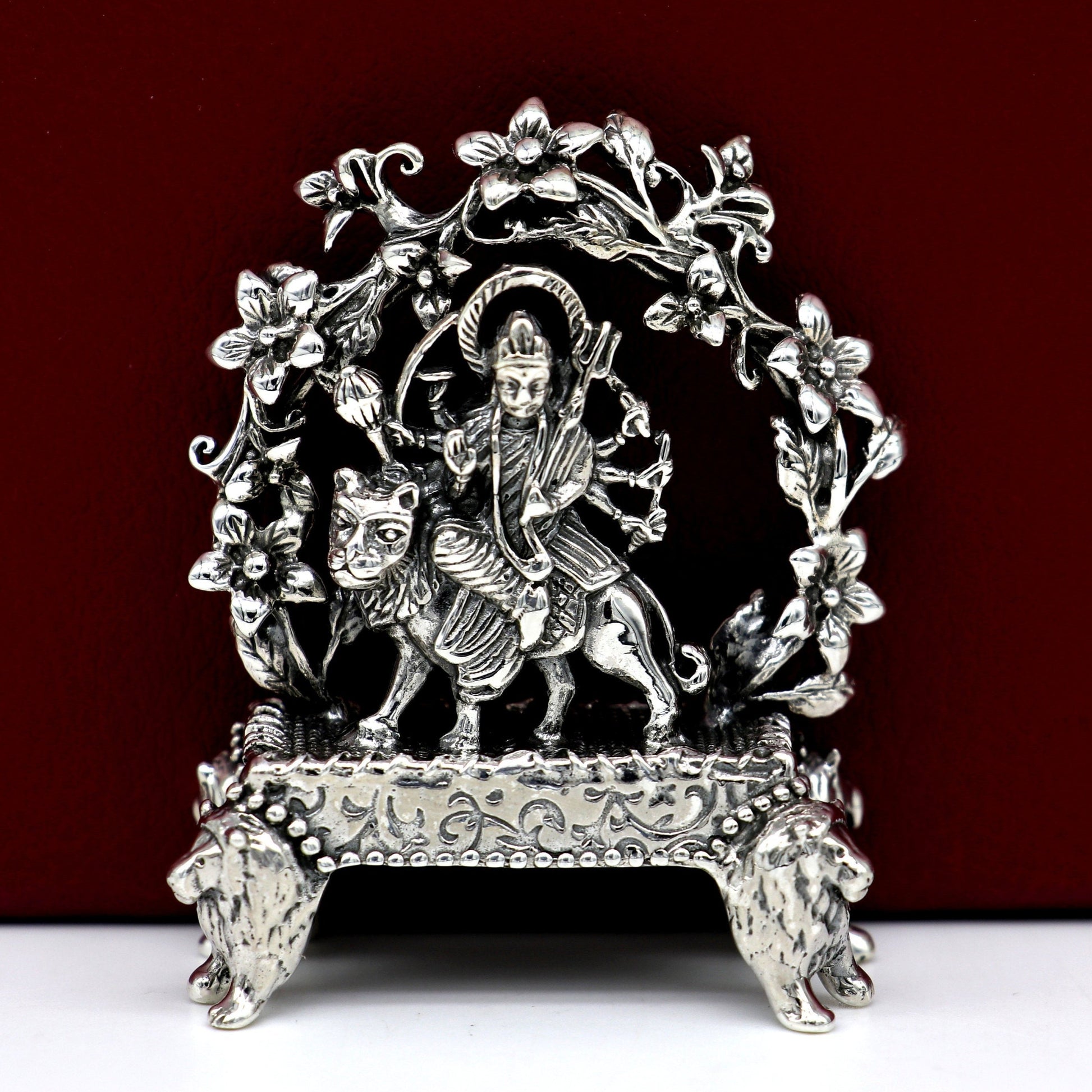 925 Sterling silver Goddess Bhawani mata, Pooja Articles, Indian Silver Idols, handcrafted Mataji statue sculpture amazing gifting Art06 - TRIBAL ORNAMENTS
