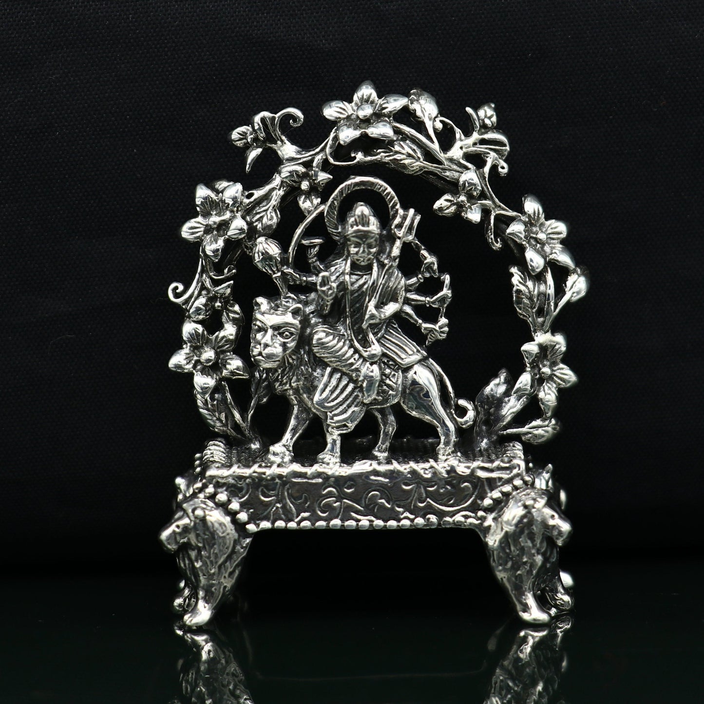 925 Sterling silver Goddess Bhawani mata, Pooja Articles, Indian Silver Idols, handcrafted Mataji statue sculpture amazing gifting Art06 - TRIBAL ORNAMENTS