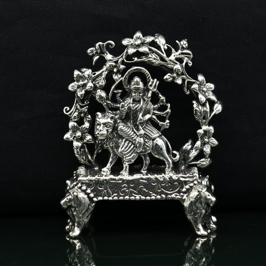 925 Sterling silver Goddess Bhawani mata, Pooja Articles, Indian Silver Idols, handcrafted Mataji statue sculpture amazing gifting Art06 - TRIBAL ORNAMENTS