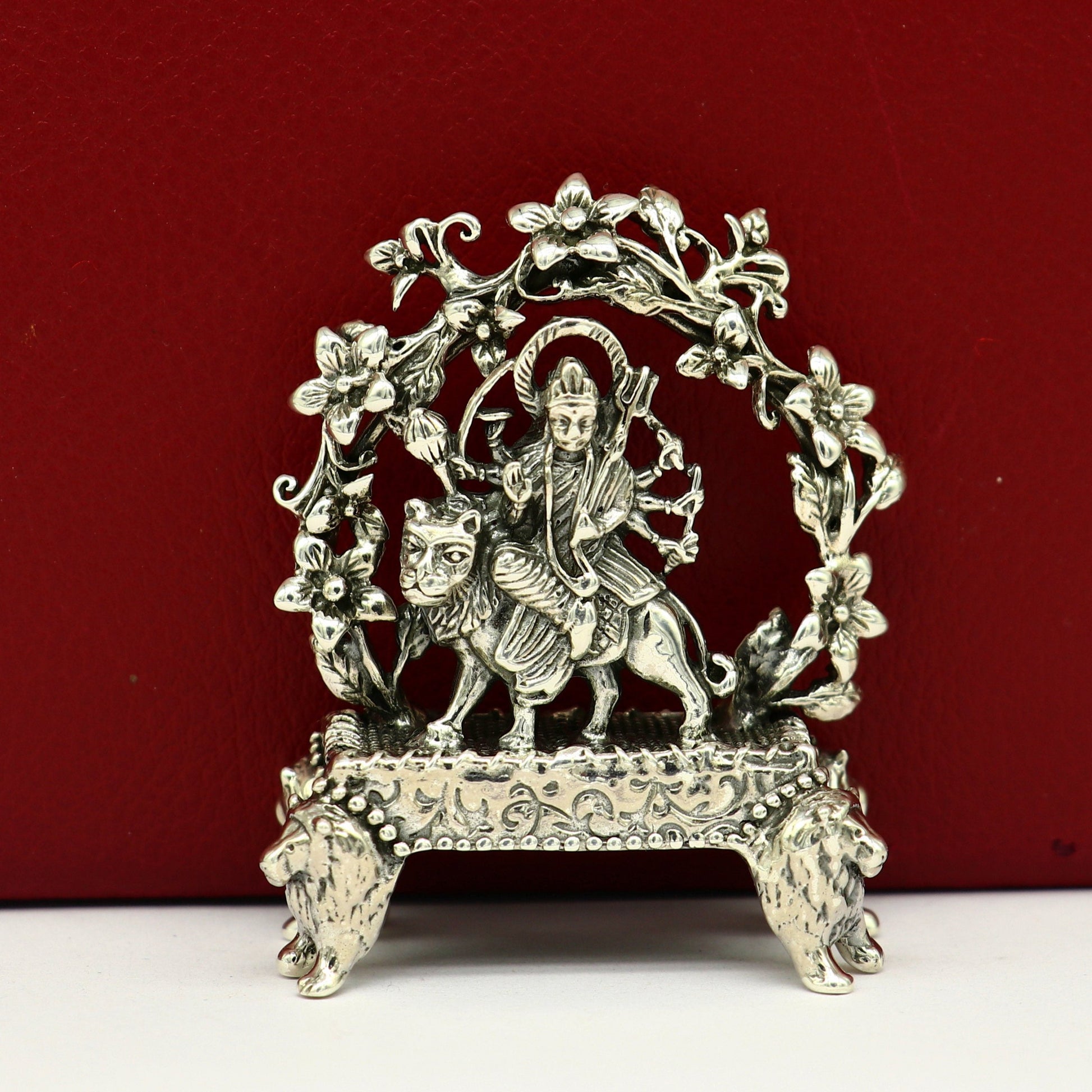 925 Sterling silver Goddess Bhawani mata, Pooja Articles, Indian Silver Idols, handcrafted Mataji statue sculpture amazing gifting Art06 - TRIBAL ORNAMENTS