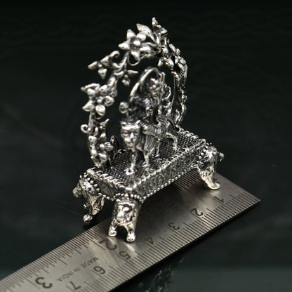 925 Sterling silver Goddess Bhawani mata, Pooja Articles, Indian Silver Idols, handcrafted Mataji statue sculpture amazing gifting Art06 - TRIBAL ORNAMENTS
