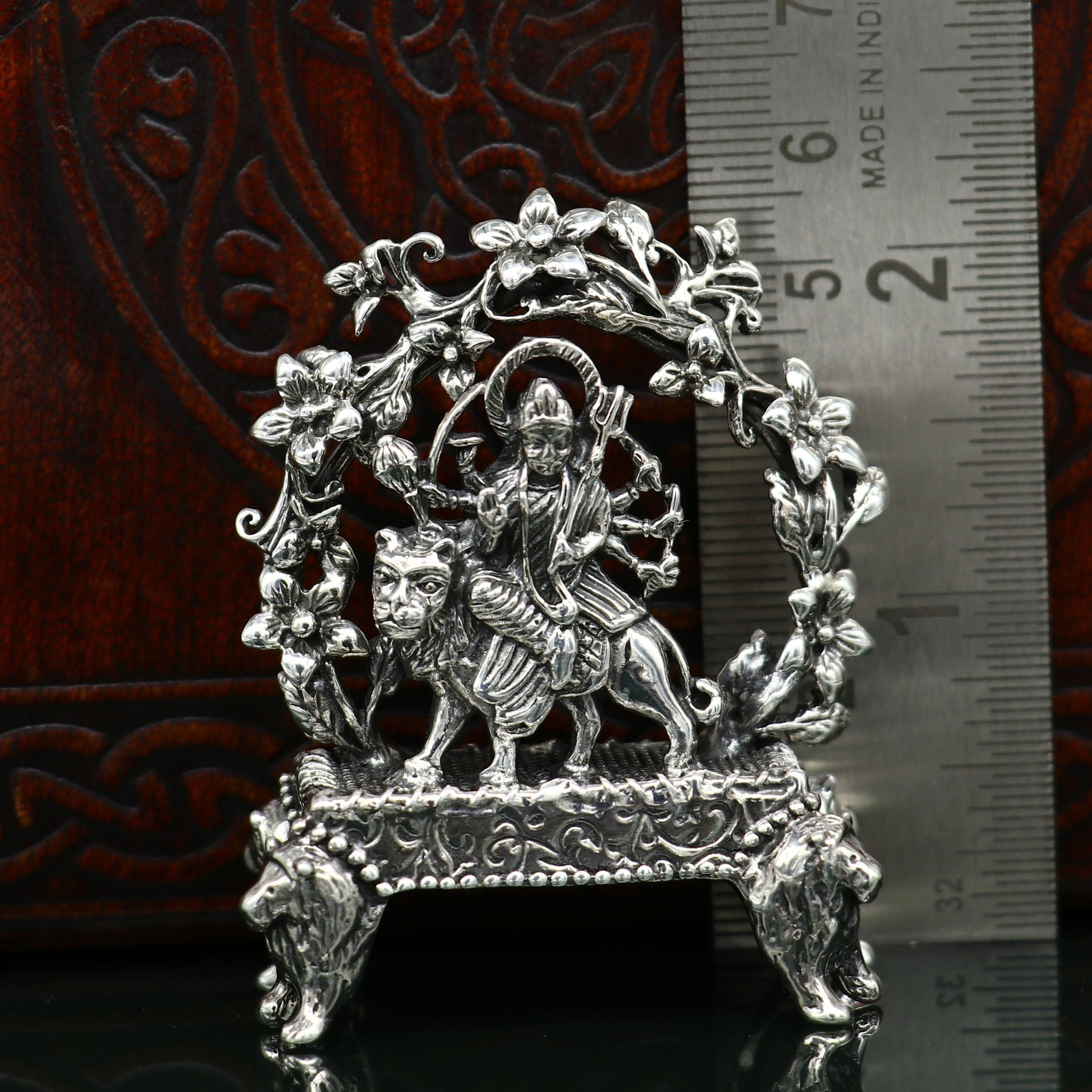 925 Sterling silver Goddess Bhawani mata, Pooja Articles, Indian Silver Idols, handcrafted Mataji statue sculpture amazing gifting Art06 - TRIBAL ORNAMENTS