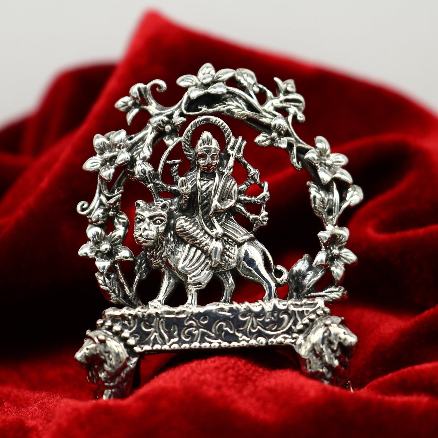 925 Sterling silver Goddess Bhawani mata, Pooja Articles, Indian Silver Idols, handcrafted Mataji statue sculpture amazing gifting Art06 - TRIBAL ORNAMENTS