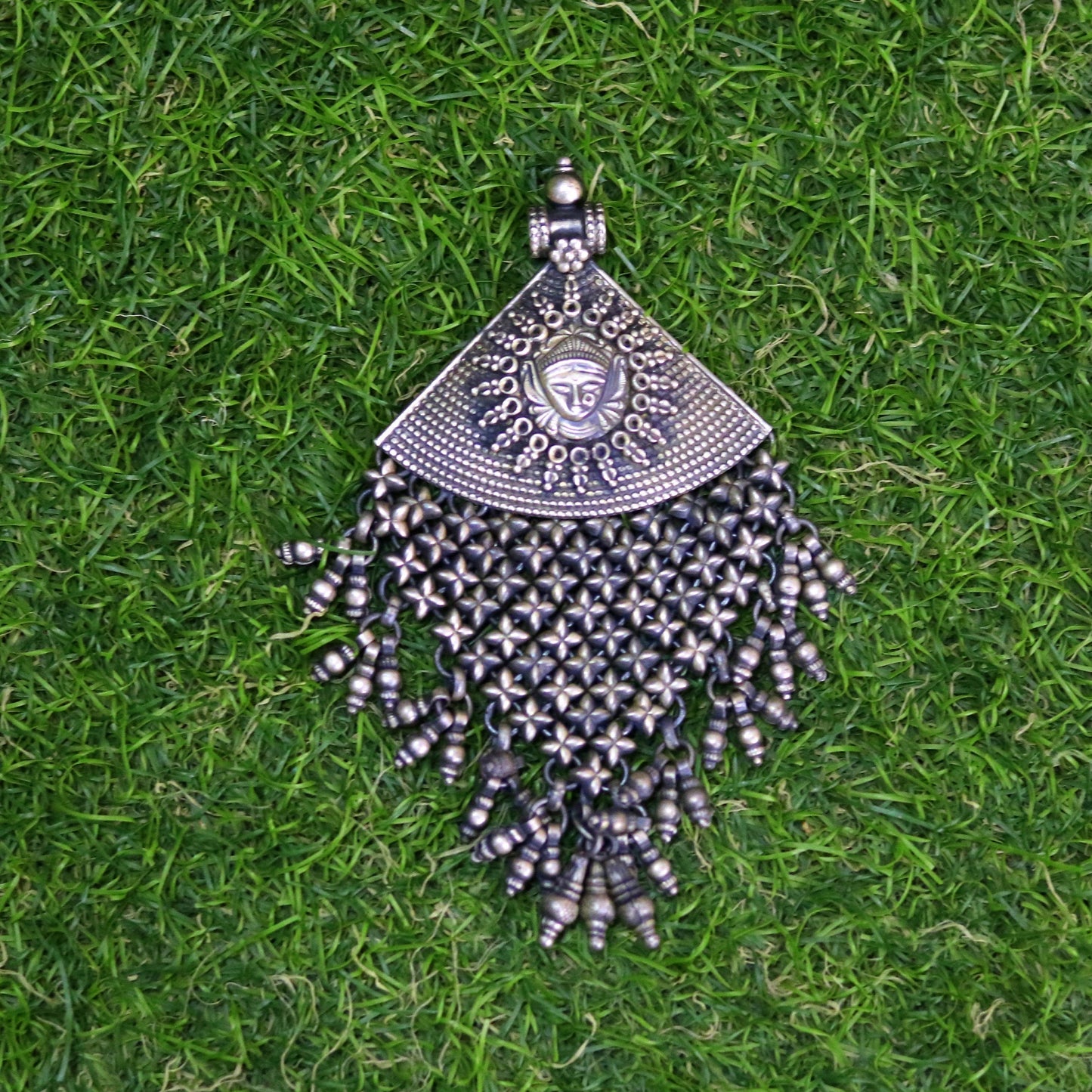 925 sterling silver Goddess Bhawani pendant, oxidized custom made gifting pendant necklace tribal ethnic temple charm jewelry nsp334 - TRIBAL ORNAMENTS