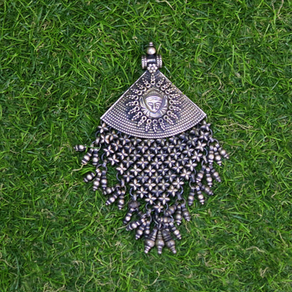 925 sterling silver Goddess Bhawani pendant, oxidized custom made gifting pendant necklace tribal ethnic temple charm jewelry nsp334 - TRIBAL ORNAMENTS