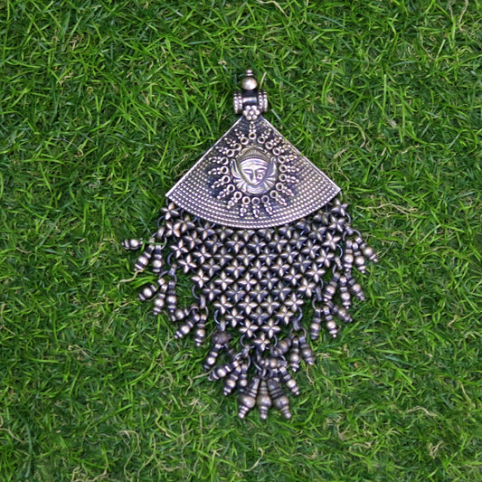 925 sterling silver Goddess Bhawani pendant, oxidized custom made gifting pendant necklace tribal ethnic temple charm jewelry nsp334 - TRIBAL ORNAMENTS