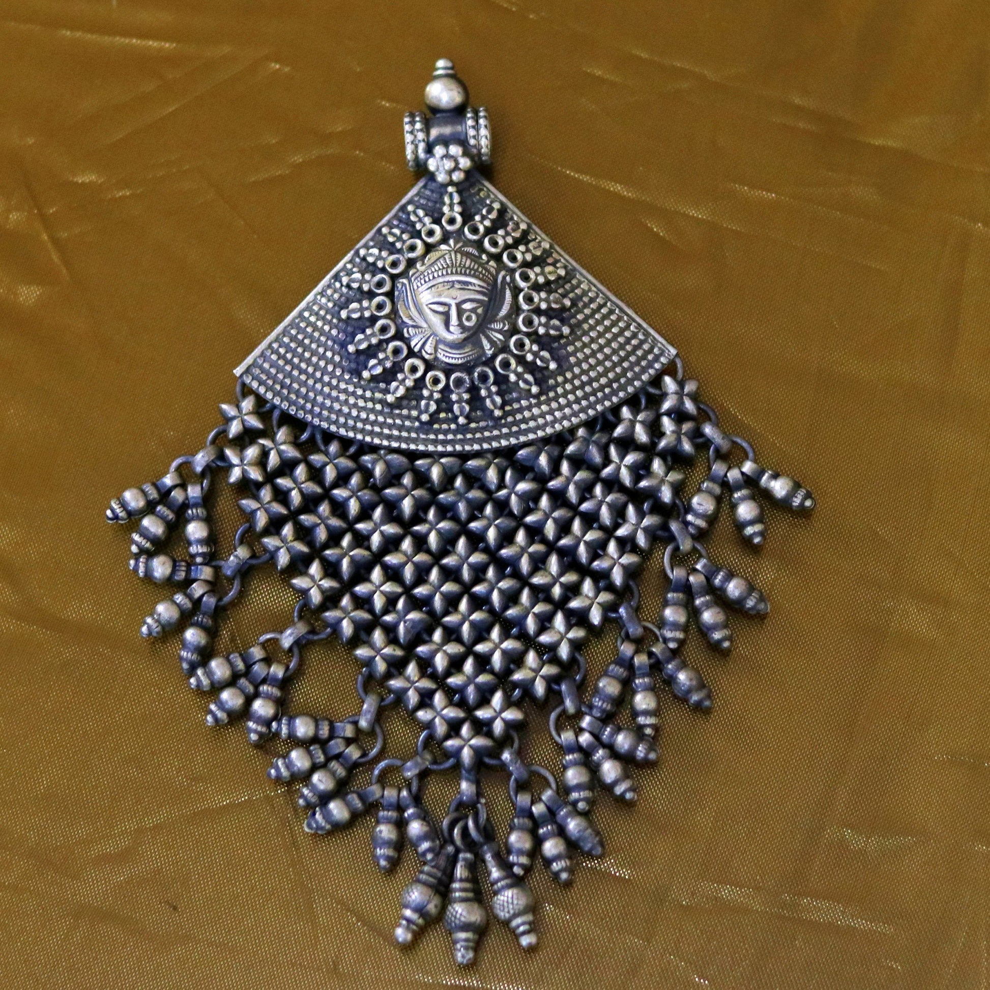 925 sterling silver Goddess Bhawani pendant, oxidized custom made gifting pendant necklace tribal ethnic temple charm jewelry nsp334 - TRIBAL ORNAMENTS