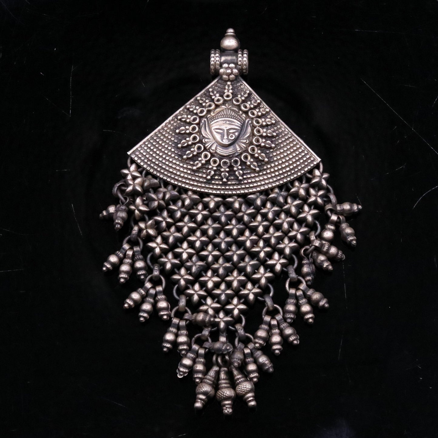 925 sterling silver Goddess Bhawani pendant, oxidized custom made gifting pendant necklace tribal ethnic temple charm jewelry nsp334 - TRIBAL ORNAMENTS