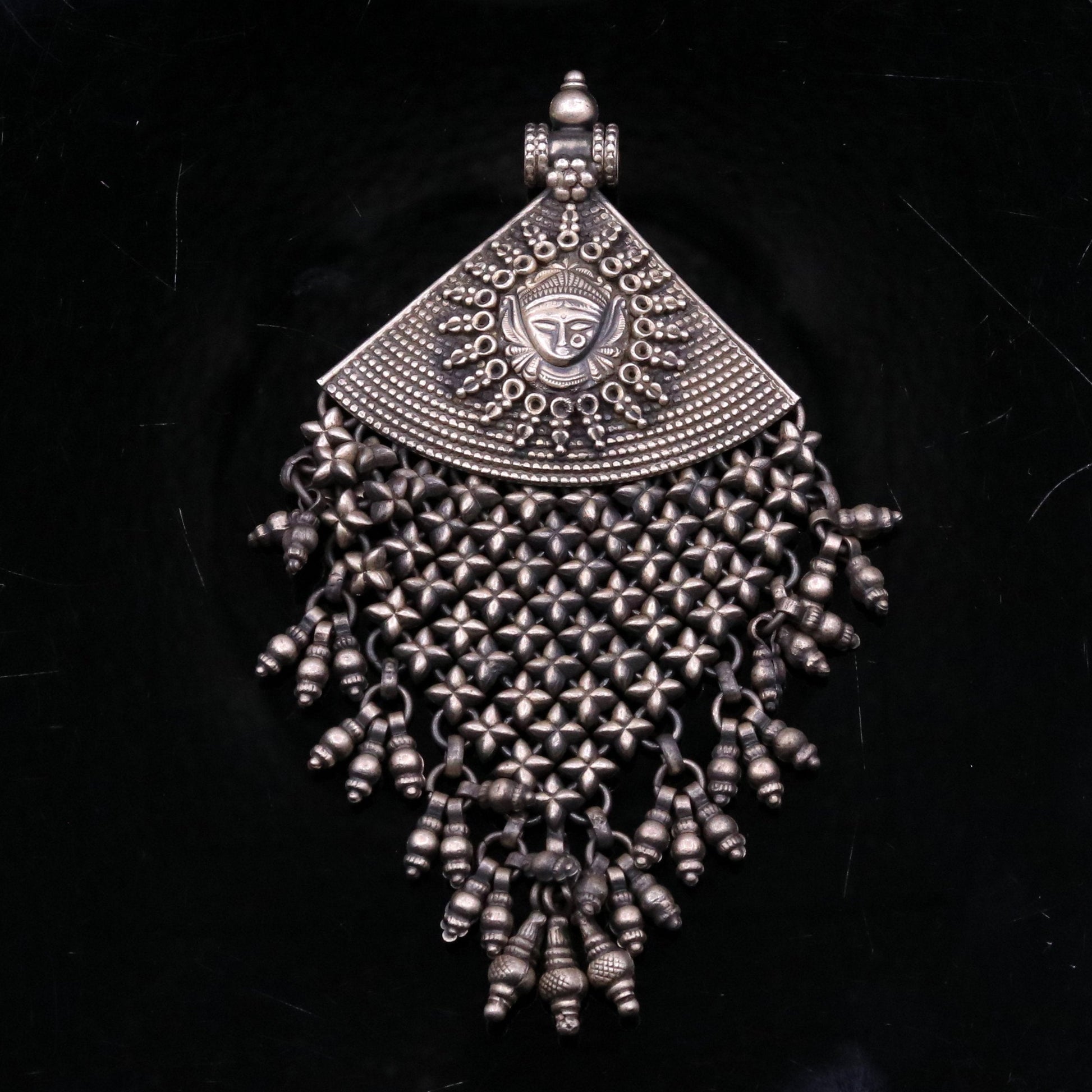 925 sterling silver Goddess Bhawani pendant, oxidized custom made gifting pendant necklace tribal ethnic temple charm jewelry nsp334 - TRIBAL ORNAMENTS