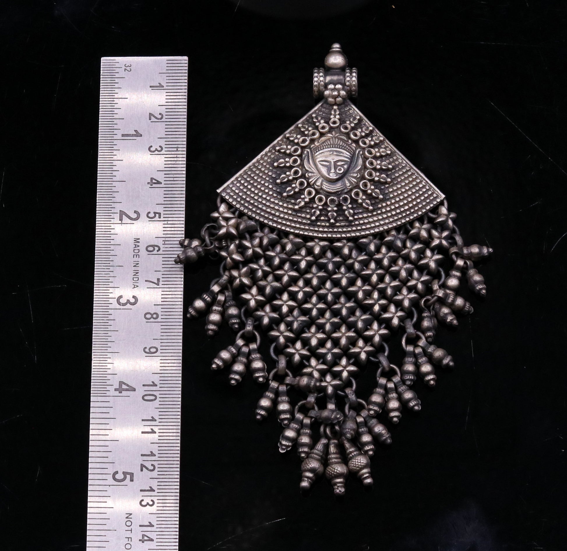 925 sterling silver Goddess Bhawani pendant, oxidized custom made gifting pendant necklace tribal ethnic temple charm jewelry nsp334 - TRIBAL ORNAMENTS