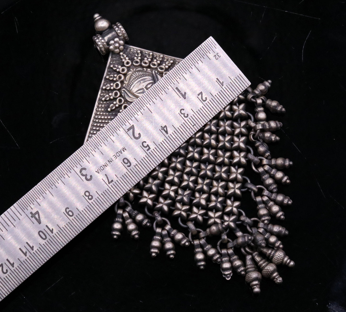 925 sterling silver Goddess Bhawani pendant, oxidized custom made gifting pendant necklace tribal ethnic temple charm jewelry nsp334 - TRIBAL ORNAMENTS