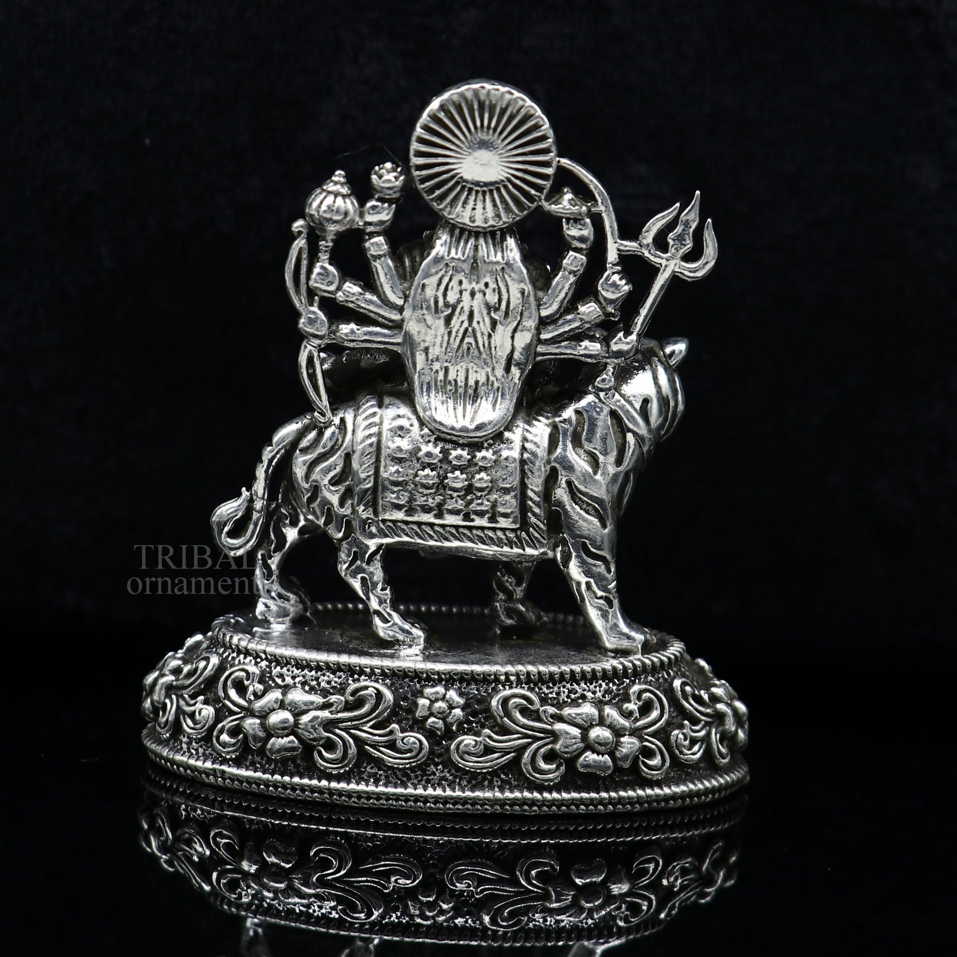 925 Sterling silver Goddess durga/bhawani maa, Pooja Articles, Silver Idols, handcrafted decorative statue sculpture amazing gifting Art488 - TRIBAL ORNAMENTS