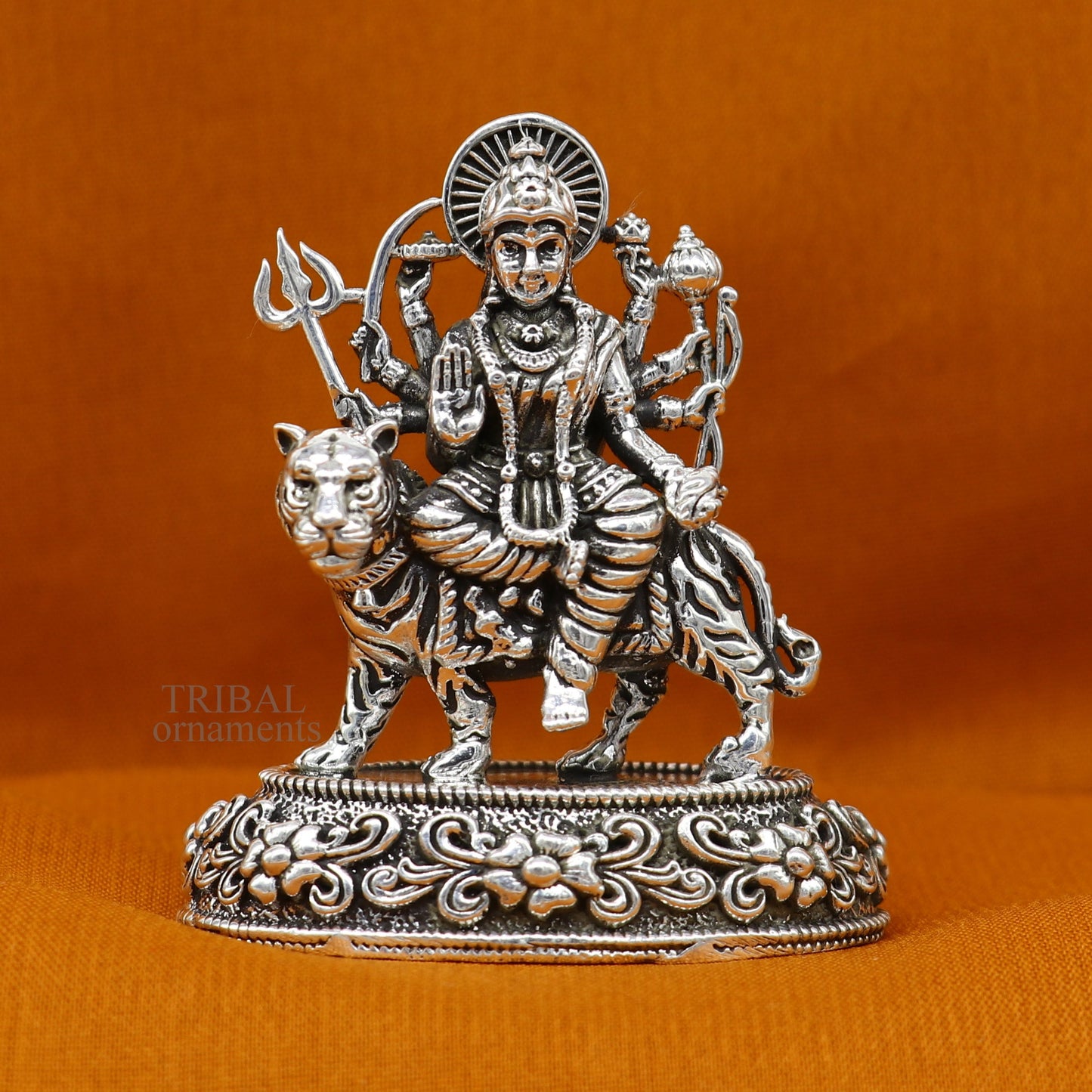 925 Sterling silver Goddess durga/bhawani maa, Pooja Articles, Silver Idols, handcrafted decorative statue sculpture amazing gifting Art488 - TRIBAL ORNAMENTS