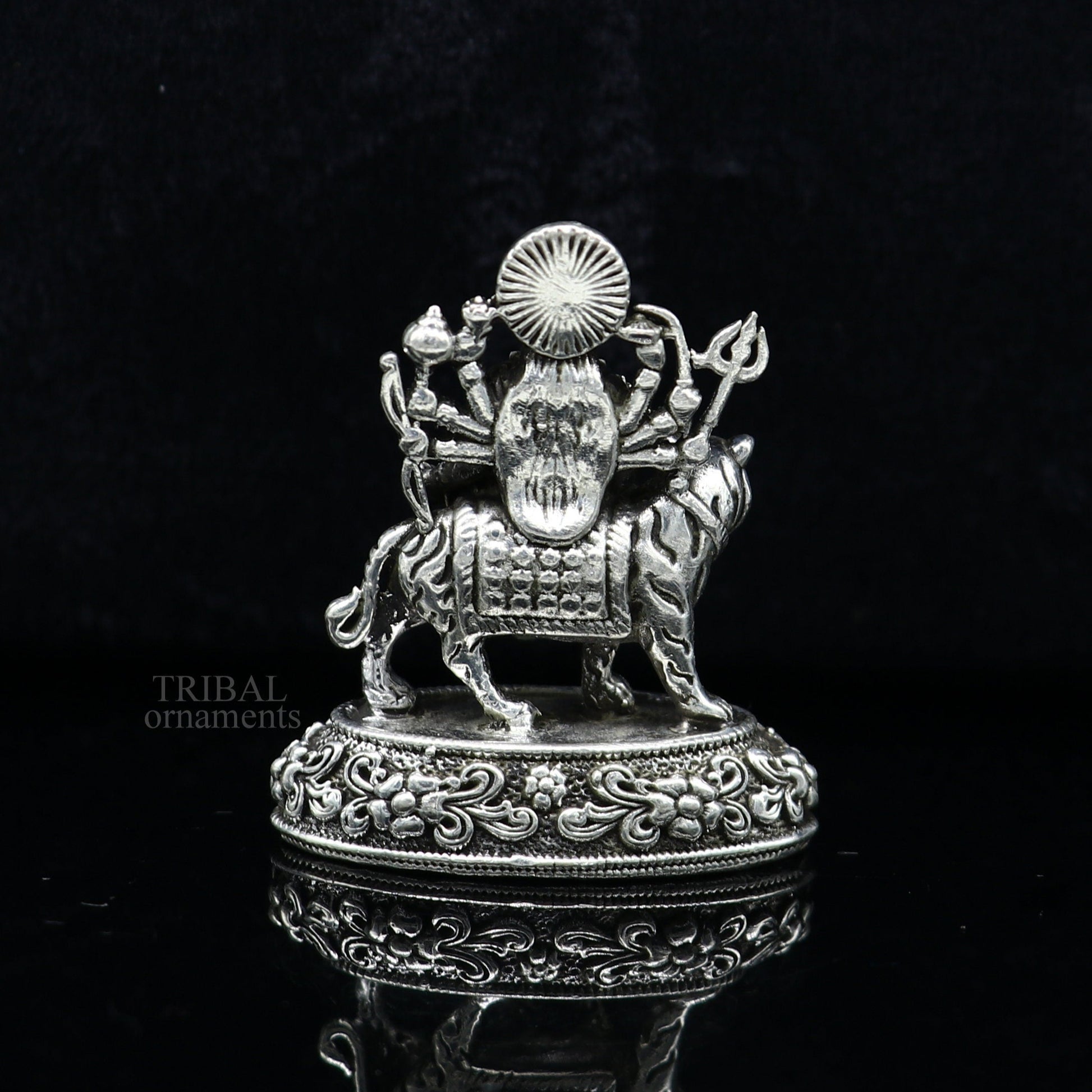 925 Sterling silver Goddess durga/bhawani maa, Pooja Articles statue, handcrafted decorative statue sculpture amazing gifting Art489 - TRIBAL ORNAMENTS