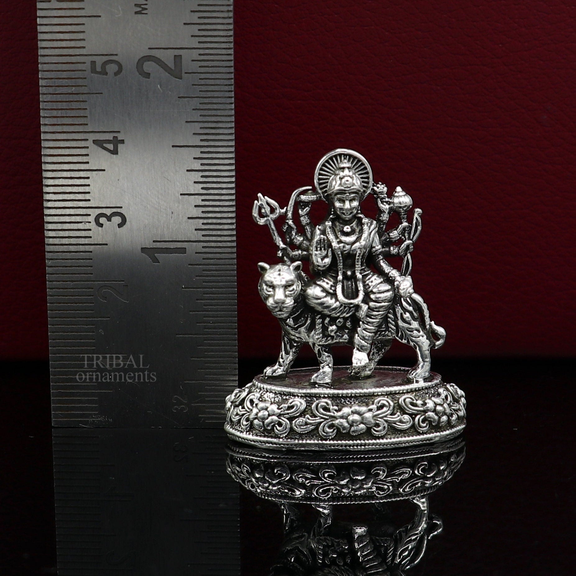 925 Sterling silver Goddess durga/bhawani maa, Pooja Articles statue, handcrafted decorative statue sculpture amazing gifting Art489 - TRIBAL ORNAMENTS