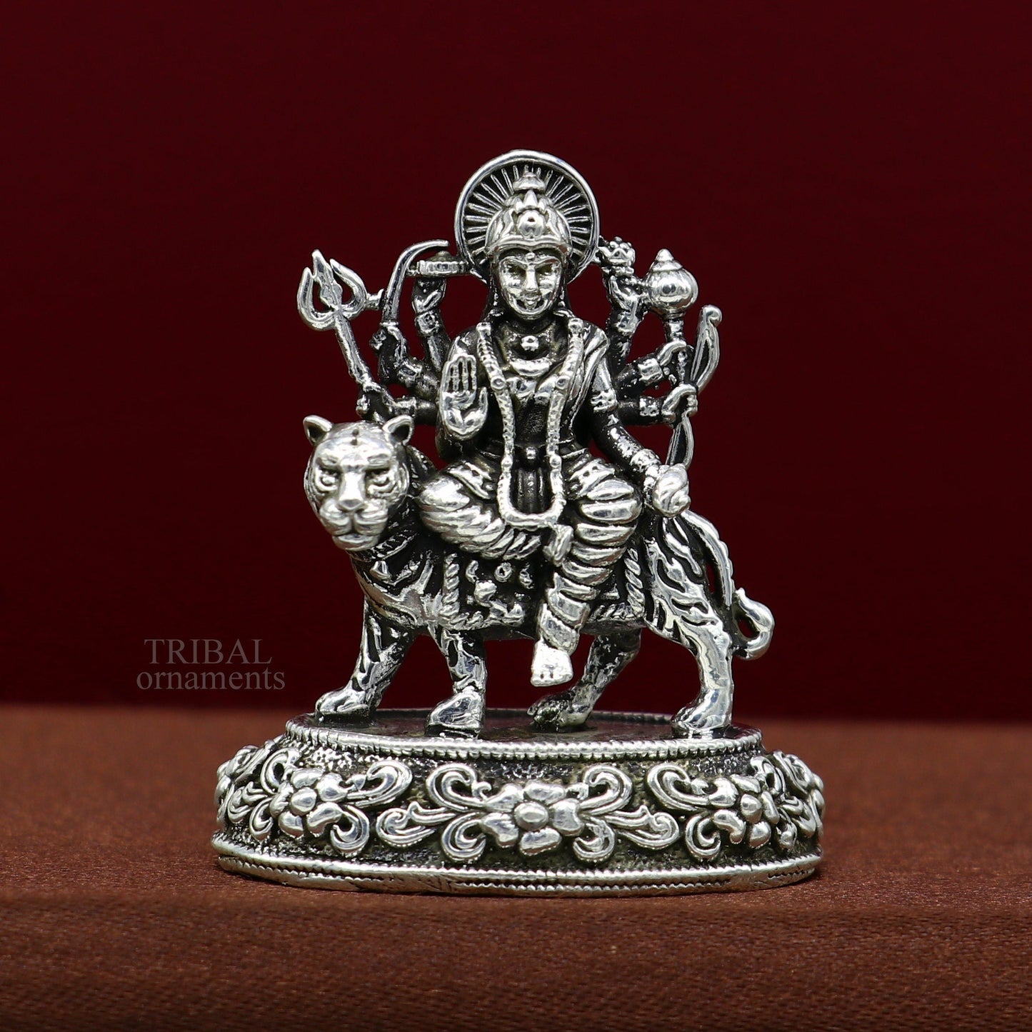 925 Sterling silver Goddess durga/bhawani maa, Pooja Articles statue, handcrafted decorative statue sculpture amazing gifting Art489 - TRIBAL ORNAMENTS