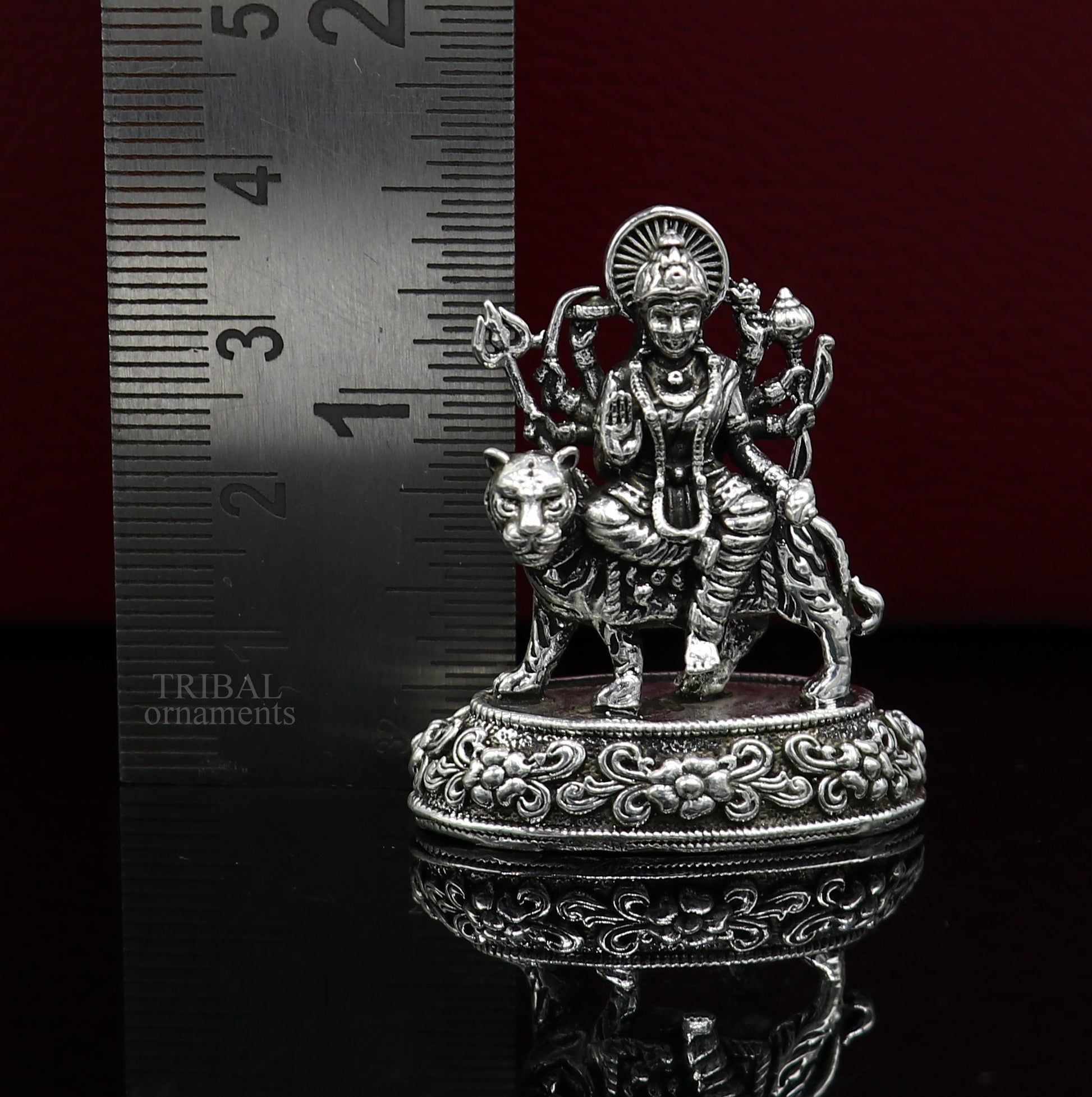 925 Sterling silver Goddess durga/bhawani maa, Pooja Articles statue, handcrafted decorative statue sculpture amazing gifting Art489 - TRIBAL ORNAMENTS