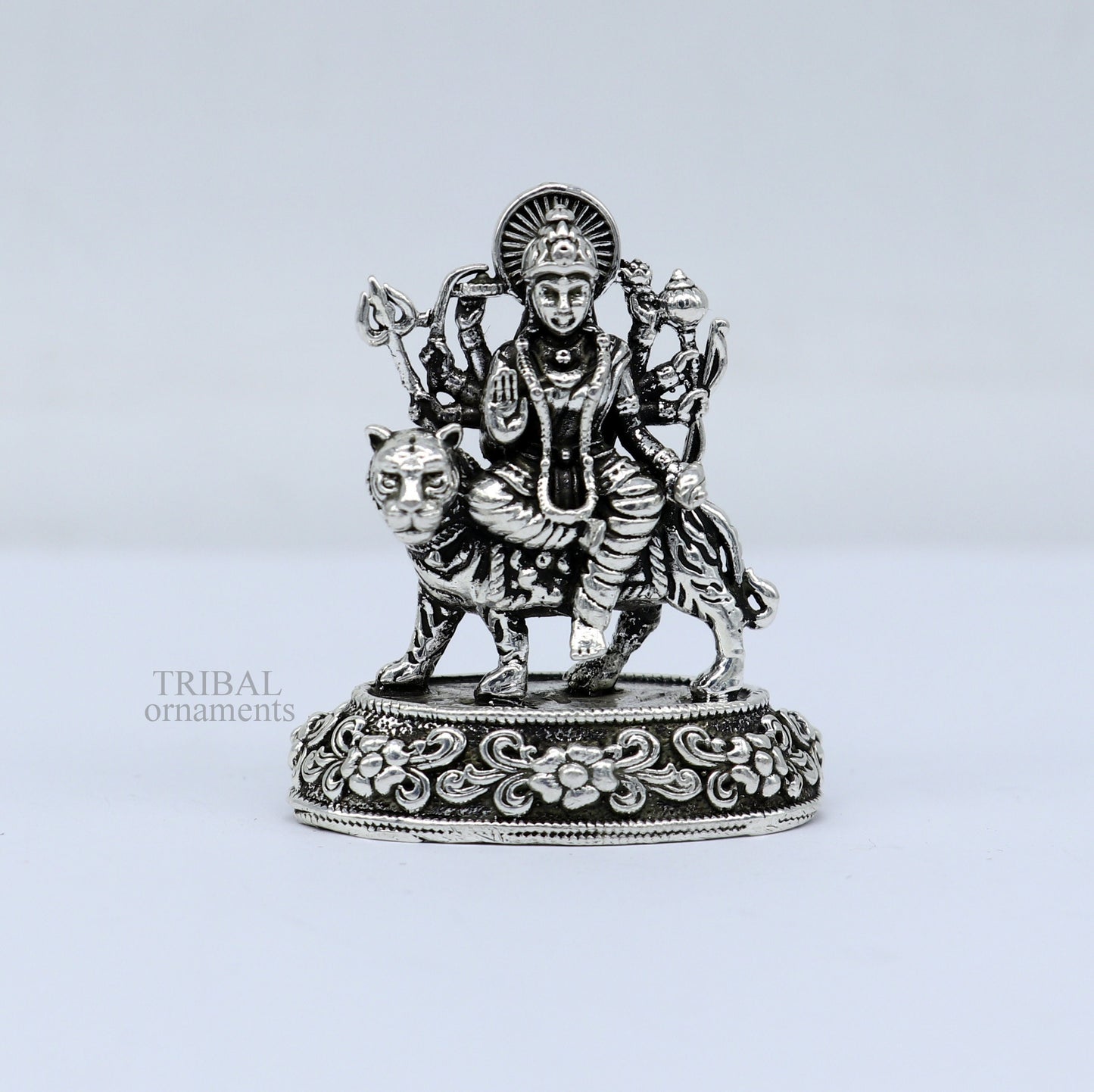 925 Sterling silver Goddess durga/bhawani maa, Pooja Articles statue, handcrafted decorative statue sculpture amazing gifting Art489 - TRIBAL ORNAMENTS