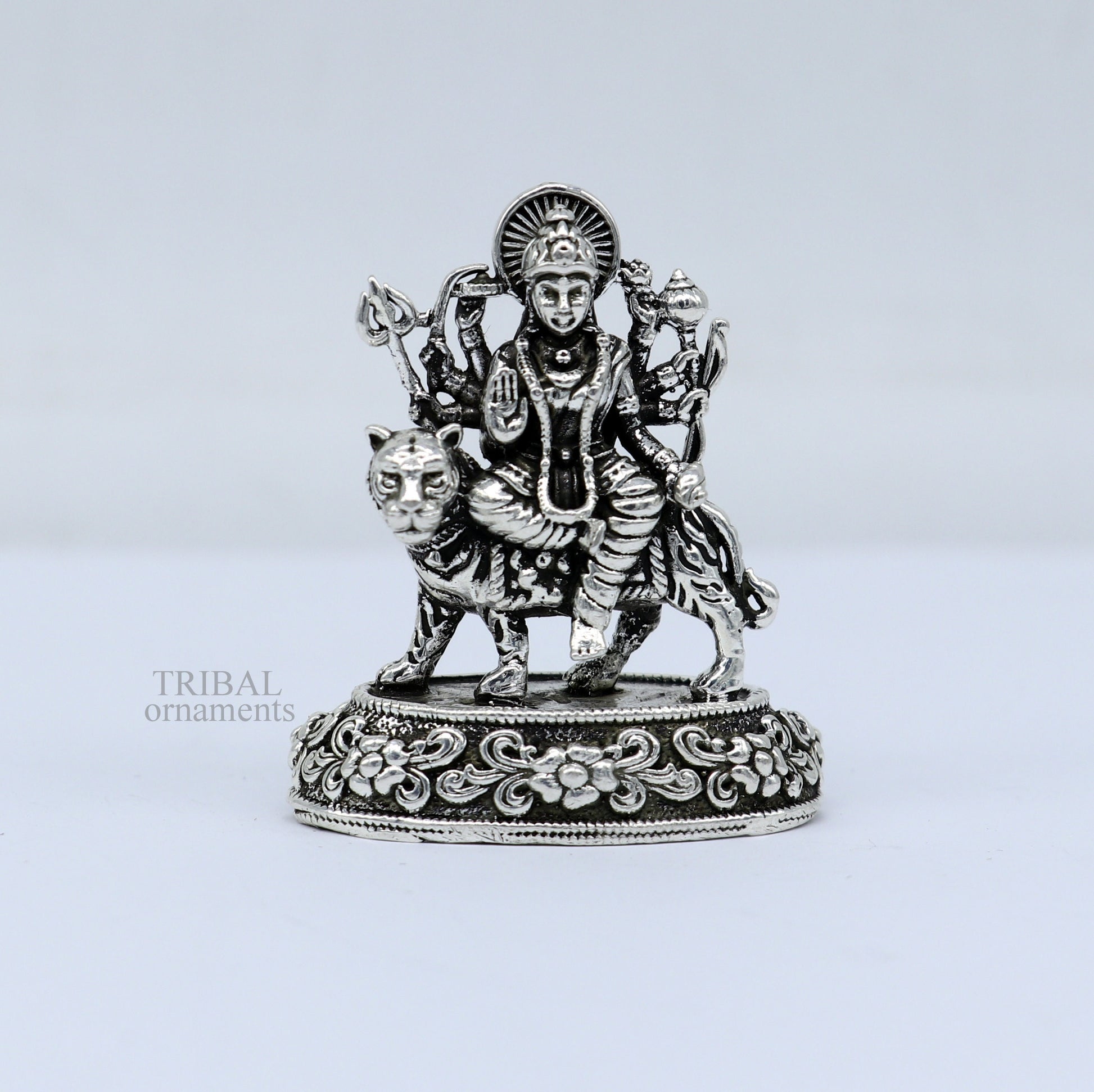 925 Sterling silver Goddess durga/bhawani maa, Pooja Articles statue, handcrafted decorative statue sculpture amazing gifting Art489 - TRIBAL ORNAMENTS