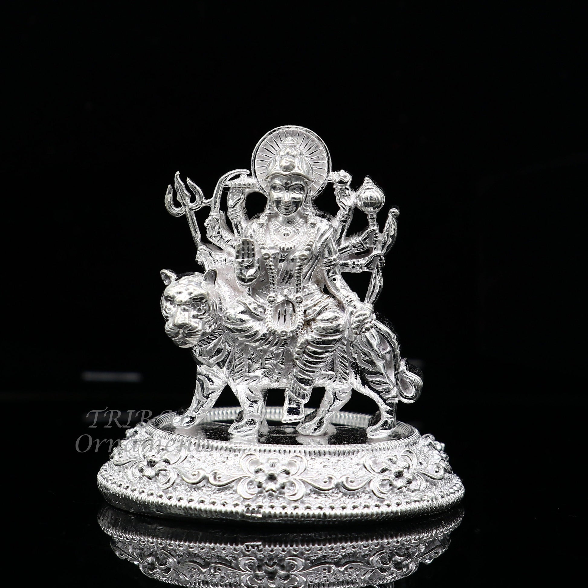 925 Sterling silver Goddess durga/bhawani vaishno devi maa Pooja statue figurine home temple puja statue sculpture amazing gifting Art643 - TRIBAL ORNAMENTS