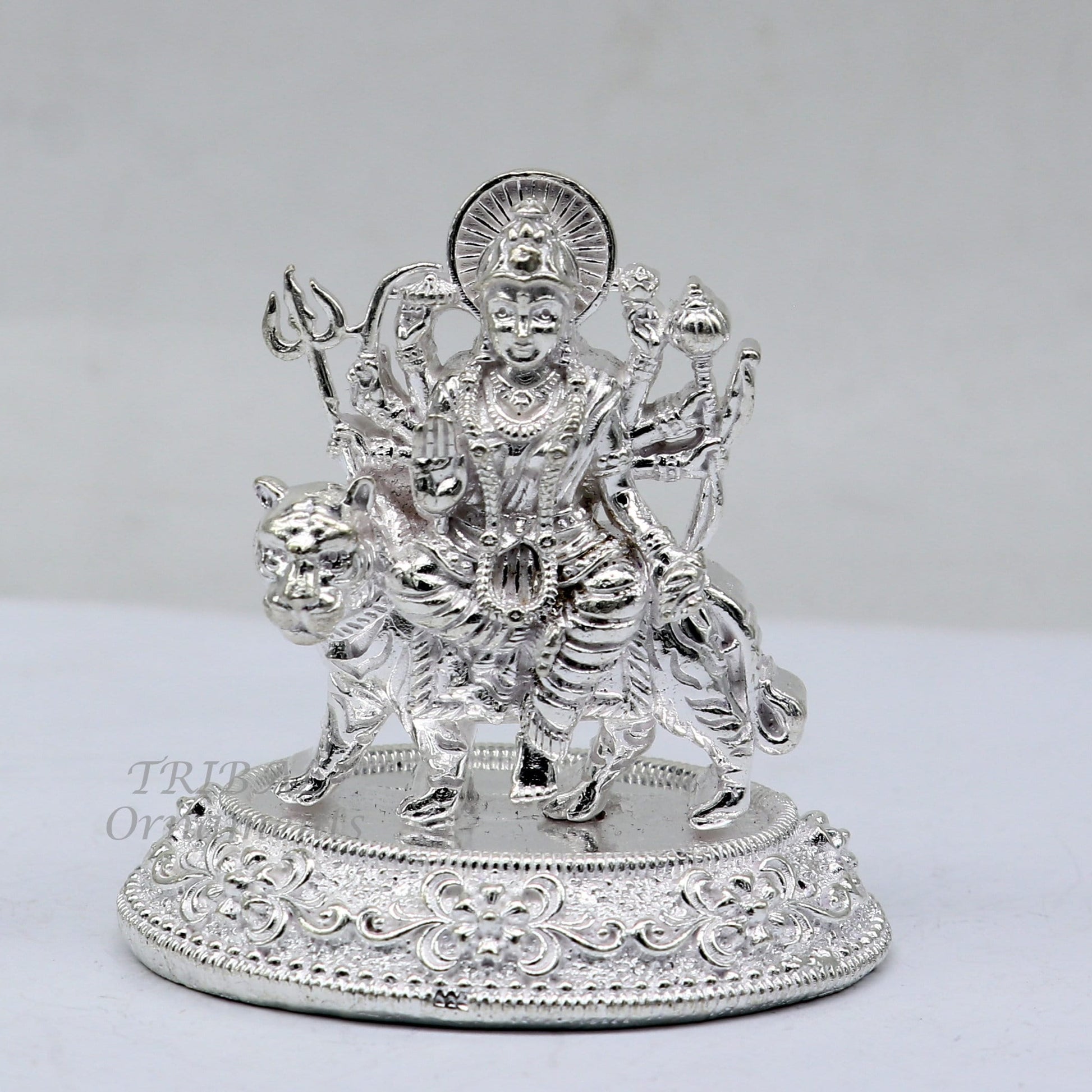 925 Sterling silver Goddess durga/bhawani vaishno devi maa Pooja statue figurine home temple puja statue sculpture amazing gifting Art643 - TRIBAL ORNAMENTS