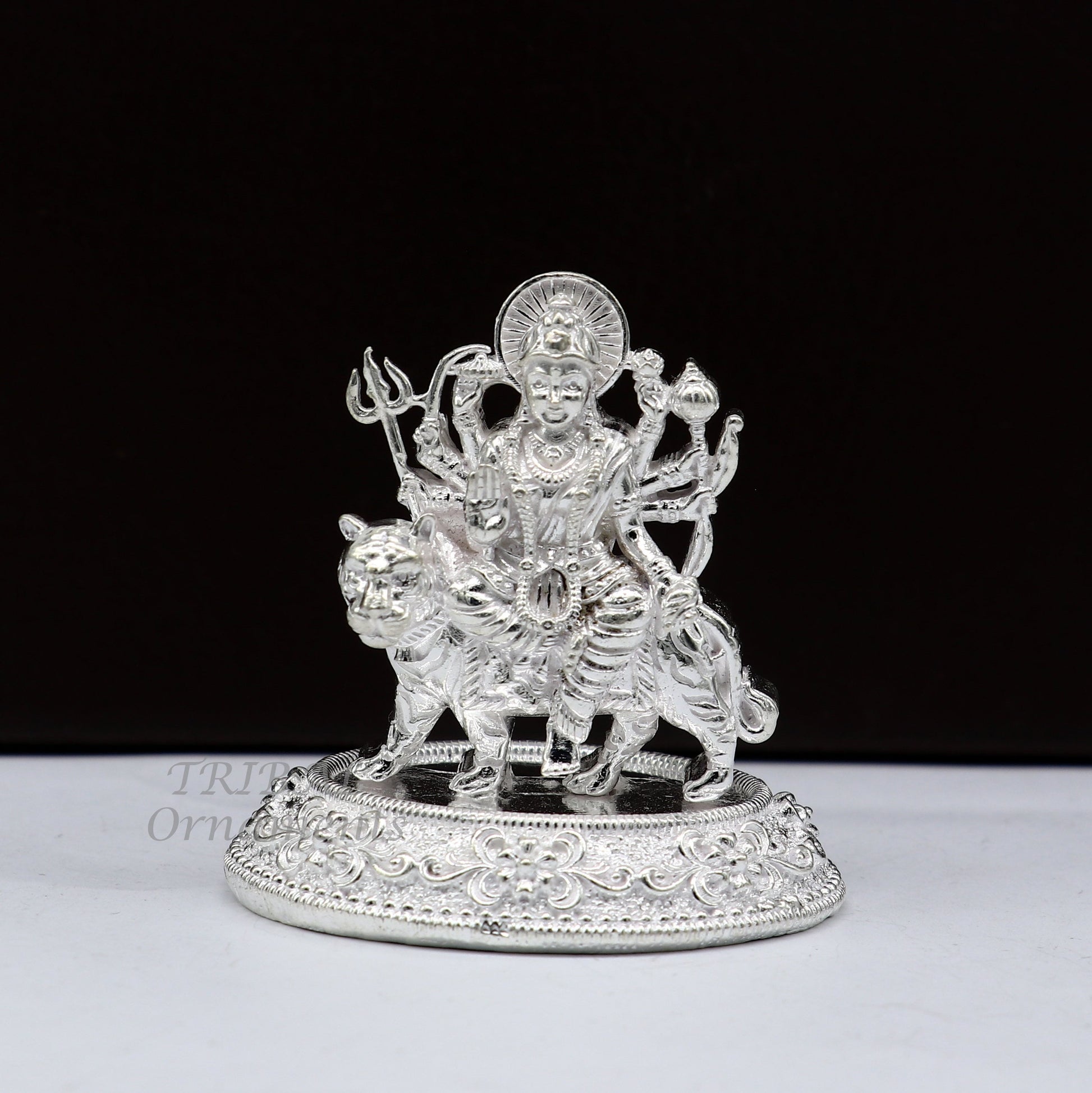 925 Sterling silver Goddess durga/bhawani vaishno devi maa Pooja statue figurine home temple puja statue sculpture amazing gifting Art643 - TRIBAL ORNAMENTS