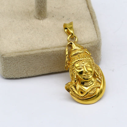 925 sterling silver Lord Shiva pendant with gold polish, unisex Hindu jewelry, customized divine locket from Tribal Ornaments.
