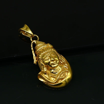 925 sterling silver gold-polished Lord Shiva pendant, unisex Hindu jewelry, detailed divine idol locket, customized jewelry by TRIBAL ORNAMENTS