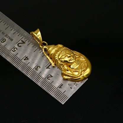 925 sterling silver and gold polished Lord Shiva pendant, unisex Hindu jewelry, detailed divine idol locket, customized design.