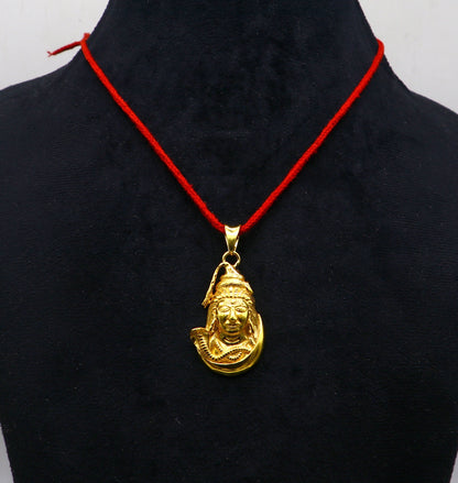 925 sterling silver gold-polished Lord Shiva pendant, unisex Hindu jewelry with detailed divine idol design, customized jewelry by TRIBAL ORNAMENTS.