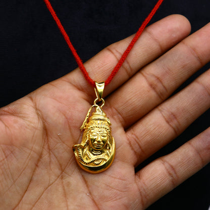 925 sterling silver gold-polished Lord Shiva pendant, unisex Hindu jewelry, detailed divine idol, customizable locket by TRIBAL ORNAMENTS