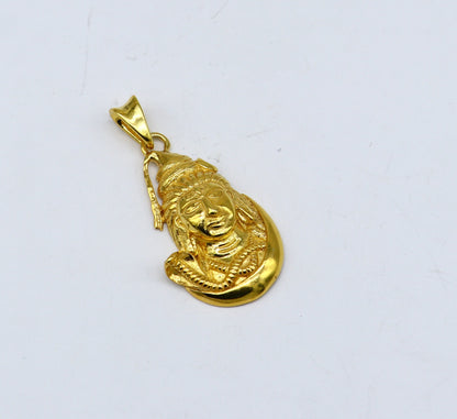 925 sterling silver gold-polished Lord Shiva pendant, unisex Hindu jewelry with intricate divine idol design by Tribal Ornaments.